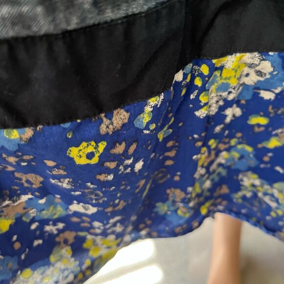 EShakti Summer Lightweight Chambray Fit And Flare Midi Dress With Floral Hem 2X - Picture 4 of 5